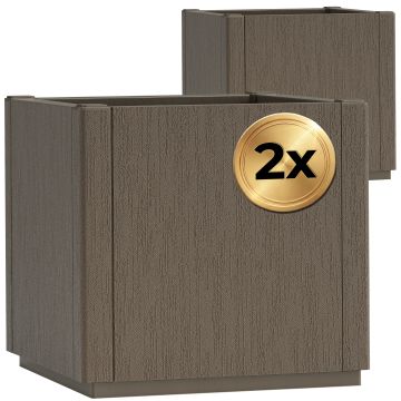 Bloempot Ethica set van 2 bruin kunststof 36x36x35 cm
