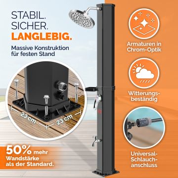 Solar douche zwart 60L