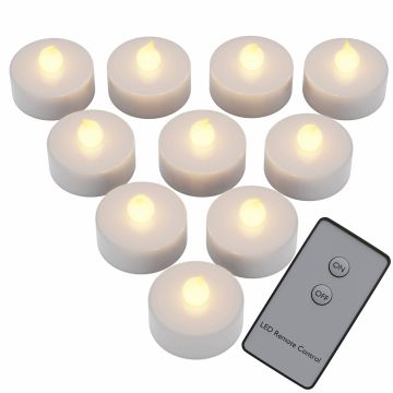 Theelichtjes LED Set van 10 Wit Kunststof 37x36mm