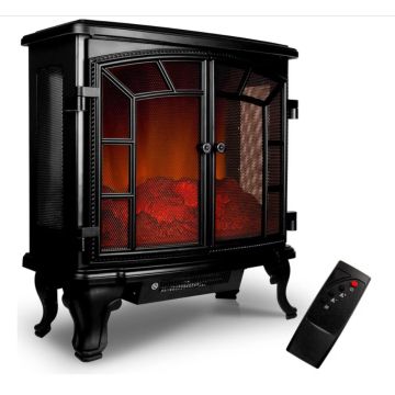 Monzana Elektrische Sfeerhaard - 2-deurs - met - open - haard - vlameffect - 2000W