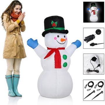 Opblaasbare sneeuwpop XL verlicht met verlichting 120cm