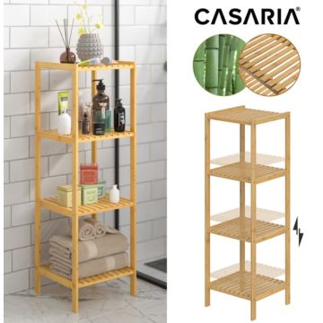 Bamboe staande opbergrek met 5 legplanken 110x33x33cm 