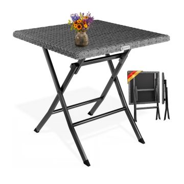 Polyrotan Klaptafel Rome Antraciet – Inklapbare Tuintafel voor Balkon, Tuin & Terras - 75x65x65cm