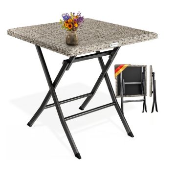 Polyrotan Klaptafel Rome Creme – Inklapbare Tuintafel voor Balkon, Tuin & Terras 75x65x65cm