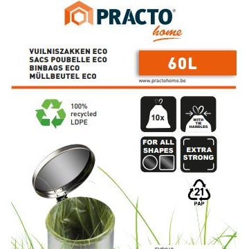 50 Biologisch afbreekbare vuilniszakken 60L met trekkoord