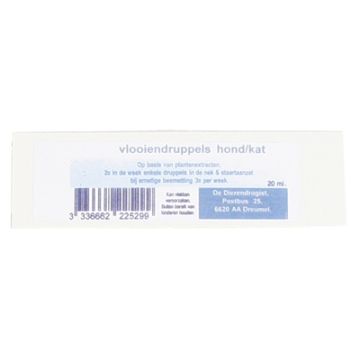 DIERENDROGIST VLOOIENDRUPPEL NATUURLIJKE OLIE BASIS 20 ML