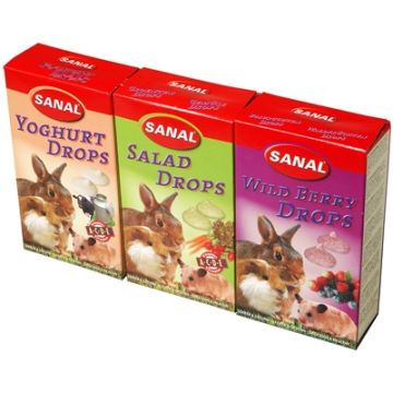 SANAL KNAAGDIER 3-PACK DROPS YOGURT/SALAD/WILD BERRY 3X45 GR