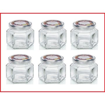 Leifheit 3209 Jampot Zeshoekig 106 ml Glas/Zilver (set van 6 stuks)