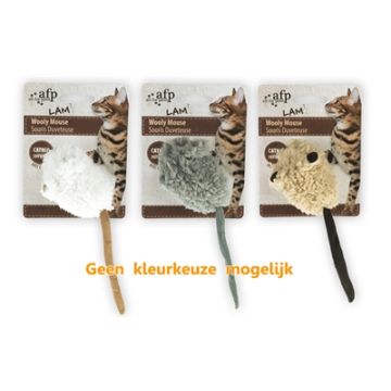 AFP WOOLY MOUSE LAMSWOL MET PIEP EN CATNIP ASSORTI 7X7X3 CM