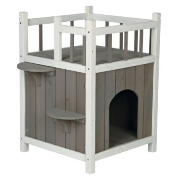 TRIXIE KATTENHUIS CAT'S HOME MET BALKON GRIJS / WIT 45X65X45 CM