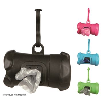 TRIXIE POEPZAKHOUDER BOTVORM MET POEPZAKJES ASSORTI 15 STUKS