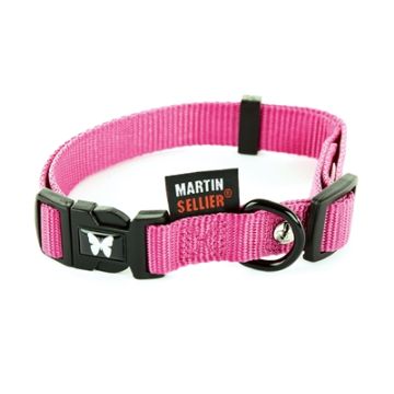 MARTIN SELLIER HALSBAND NYLON ROZE VERSTELBAAR 10 MMX20-30 CM