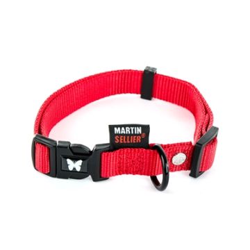 MARTIN SELLIER HALSBAND NYLON ROOD VERSTELBAAR 16 MMX30-45 CM