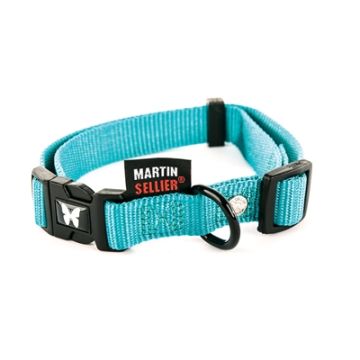 MARTIN SELLIER HALSBAND NYLON TURQUOISE VERSTELBAAR 25 MMX45-65 CM