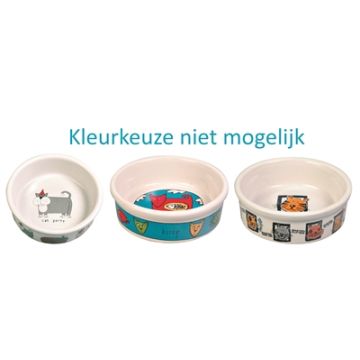 TRIXIE VOERBAK KAT KERAMIEK MET PRINT ASSORTI 200 ML-12 CM