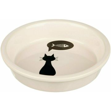TRIXIE VOERBAK KERAMIEK WIT MET SILHOUETTE KAT 250 ML 13 CM