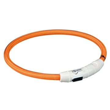 TRIXIE HALSBAND FLASH LIGHT LICHTGEVEND USB OPLAADBAAR ORANJE 7 MMX65 CM