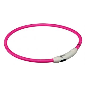 TRIXIE HALSBAND FLASH LIGHT LICHTGEVEND USB OPLAADBAAR ROZE 7 MMX65 CM