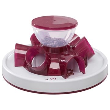 TRIXIE CAT ACTIVITY TUNNEL FEEDER DENKSPEL ROOD / WIT 28X14 CM
