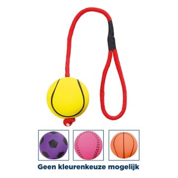 TRIXIE SPORTBAL AAN TOUW SCHUIMRUBBER DRIJVEND ASSORTI 6X6X30 CM