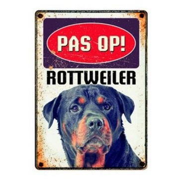 PLENTY GIFTS WAAKBORD BLIK ROTTWEILER 15X21 CM