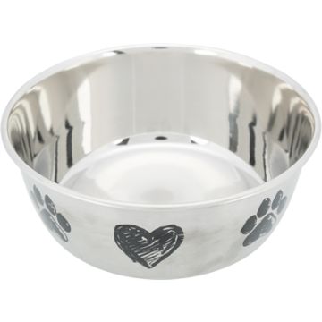 TRIXIE VOERBAK HOND PRINT SCHETS HART POOTJE GEPOEDERCOAT 2 LTR 20 CM
