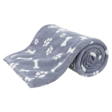 TRIXIE HONDENDEKEN KENNY FLEECE BOT / POOTJES BLAUW 150X100 CM