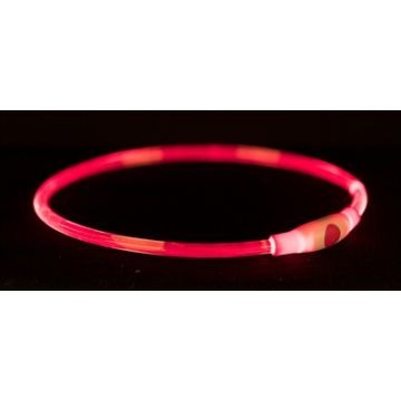 TRIXIE HALSBAND USB FLASH LIGHT LICHTGEVEND OPLAADBAAR ROOD 65X0,8 CM