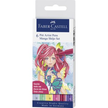 Faber Castell FC-167155 Tekenstift Faber-Castell Pitt Artist Pen Manga 6-delig Etui Shôjo