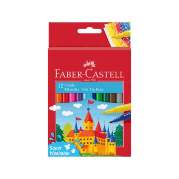 Faber Castell FC-554201 Viltstift 12 Stuks Uitwasbaar Karton Etui