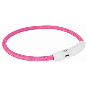 TRIXIE HALSBAND HOND FLASH LICHTHALSBAND USB TPU / NYLON ROZE 45X0,7 CM