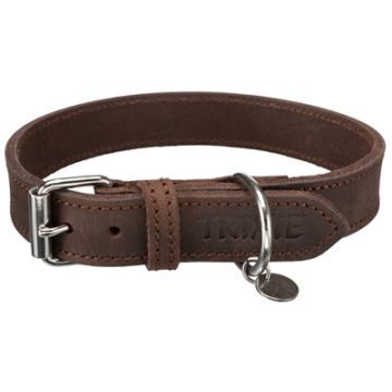 TRIXIE HALSBAND HOND RUSTIC VETLEER DONKERBRUIN 37-44X2,5 CM