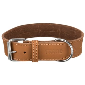 TRIXIE HALSBAND HOND RUSTIC VETLEER HEARTBEAT BRUIN 47-55X4 CM
