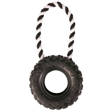 TRIXIE NATUURRUBBER WIEL AAN KOORD ZWART 31X15X15 CM 3 ST