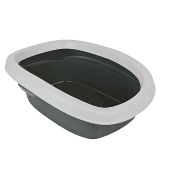 TRIXIE KATTENBAK CARLO MET RAND DONKERGRIJS / LICHTGRIJS 43X31X14 CM 2 ST