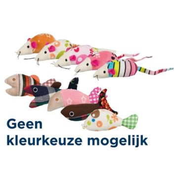 TRIXIE MUIS / VIS, PLUCHE / STOF MET KATTENMUNT ASSORTI 9-12 CM 42 ST