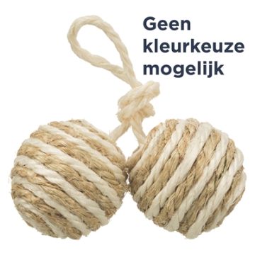 TRIXIE 2 BALLEN AAN KOORD SISAL ASSORTI 4,5X4,5X4,5 CM 4 ST