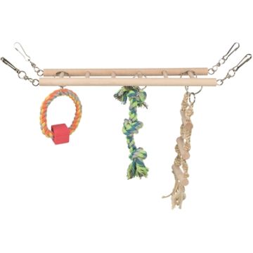 TRIXIE HANGBRUG MET TOUWLADDER & SPEELGOED HAMSTER HOUT 29X9X25 CM 3 ST