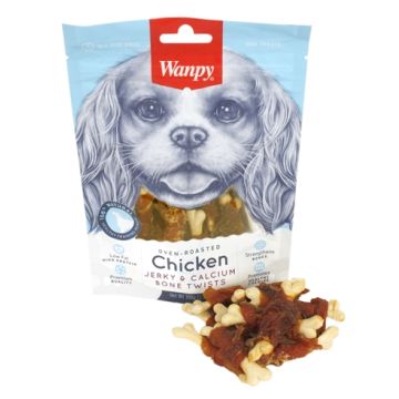WANPY OVEN-ROASTED CHICKEN JERKY / CALCIUM BONE TWISTS 100 GR
