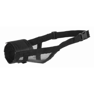 TRIXIE MUILKORF POLYESTER MET GAAS INZET ZWART L 26-42 CM