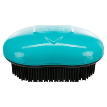 TRIXIE TEXTIELBORSTEL ZWART / TURQUOISE 7X10 CM