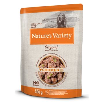 NATURES VARIETY ORIGINAL ADULT MEDIUM / MAXI POUCH CHICKEN NO GRAIN 300 GR