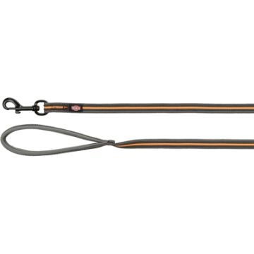 TRIXIE HONDENRIEM SLEEPLIJN FUSION GRAFIET GRIJS / PAPAYA ORANJE 5 MTRX1,7 CM