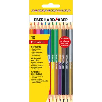 Eberhard Faber EF-514811 Kleurpotlood 2-zijdig Gekleurd Etui 12 Stuks 24 Kleuren