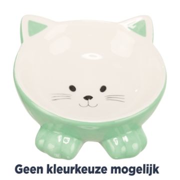 TRIXIE VOERBAK / DRINKBAK KATTENKOP VERHOOGD KERAMIEK ASSORTI 14 CM 150 ML