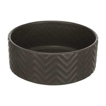 TRIXIE VOERBAK / DRINKBAK WAVE KERAMIEK GRIJS 16 CM 900 ML