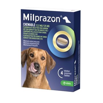 KRKA MILPRAZON KAUWTABLETTEN ONTWORMINGSTABLETTEN HOND >5 KG 12,5 MG/125 MG 4 TBL