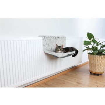 TRIXIE RADIATOR HANGMAT HARVEY LANGHAAR PLUCHE / VELOURS WIT ZWART 45X31X26 CM