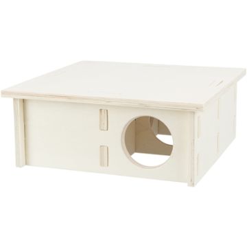 TRIXIE KNAAGDIERHUIS 4 KAMERS ONBEHANDELD HOUT NATUREL 25X25X10 CM