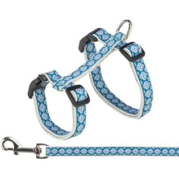 TRIXIE KATTENTUIG MET RIEM GRIJS / BLAUW 27-45 CM/13 MM 120 CM